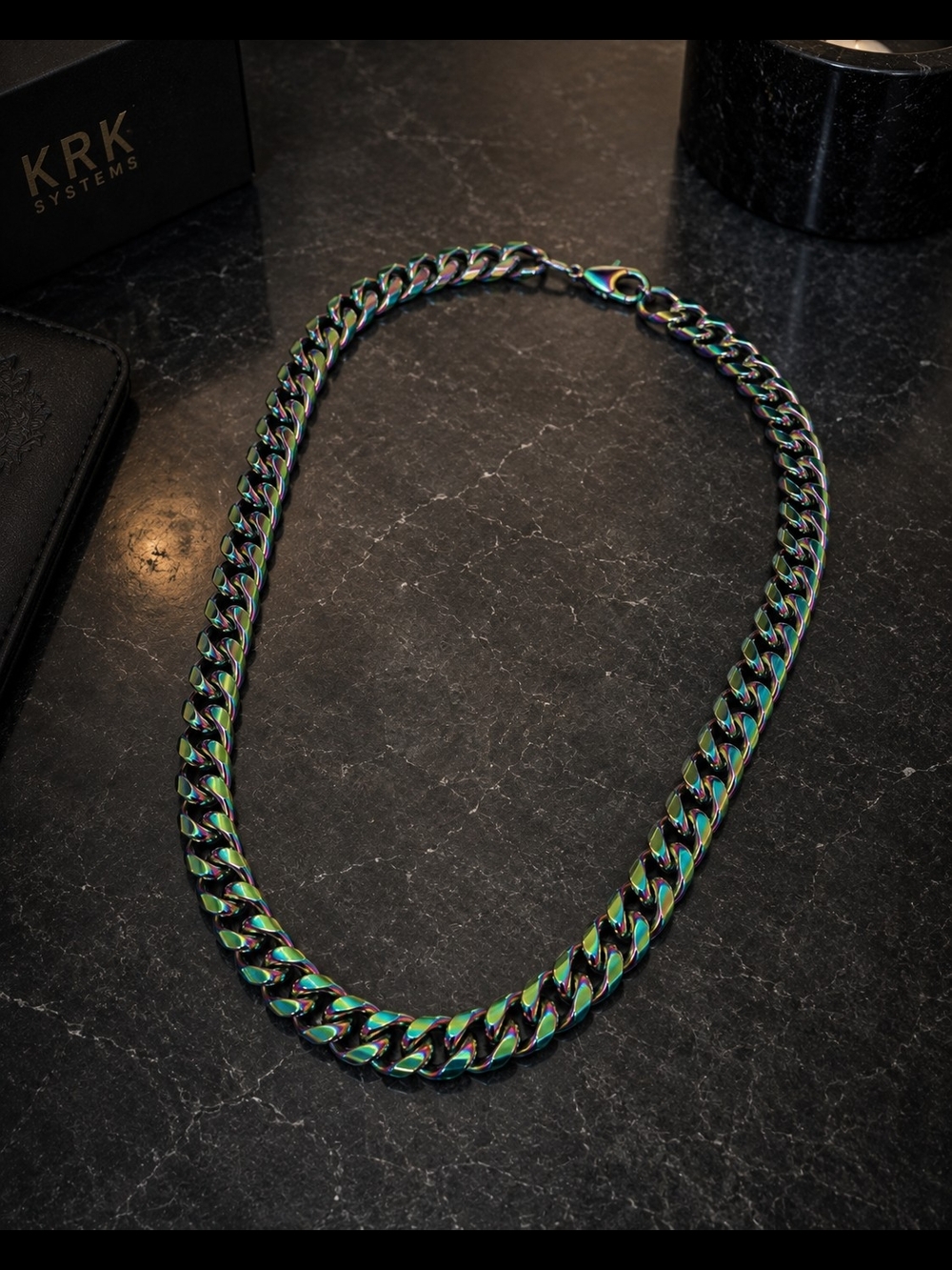 Thick Iridescent Cuban Link Necklace - Picture 3 of 3